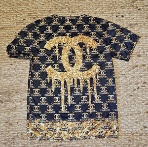 Women's Black &  Gold Patterned CC Tee